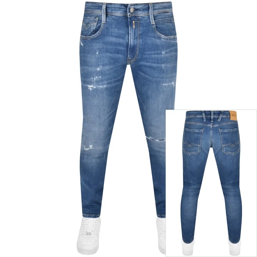 Replay Anbass 573 Slim Fit Mid Wash Jeans