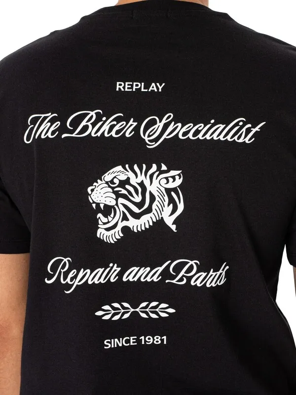 Replay Back Graphic Logo T-Shirt - Black/White