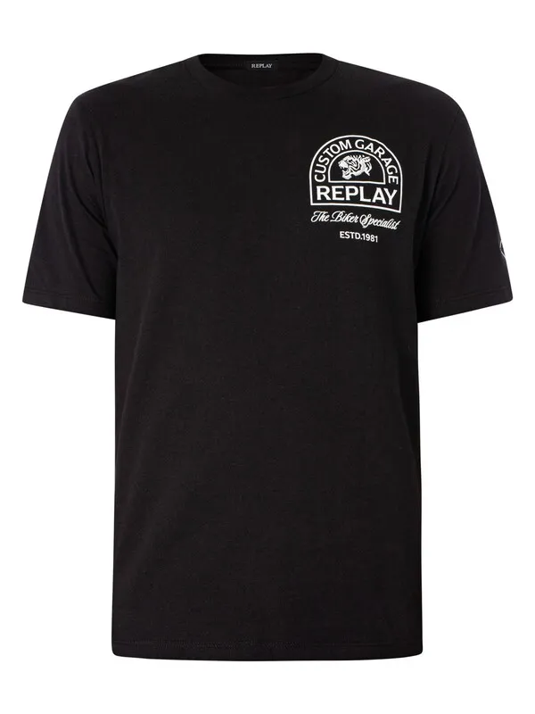 Replay Back Graphic Logo T-Shirt - Black/White