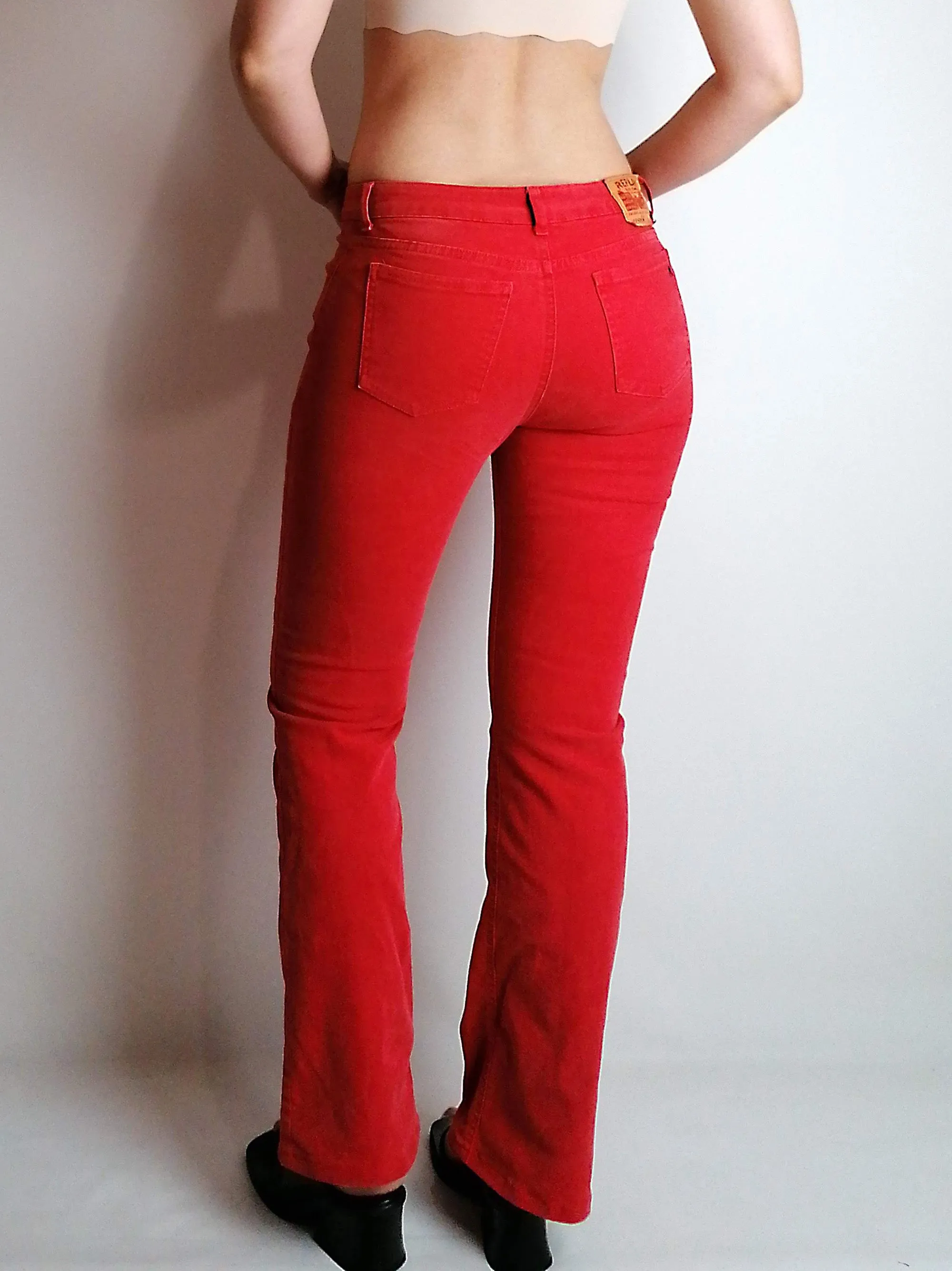 REPLAY Red Jeans Low Rise Flared Leg - size XS-S