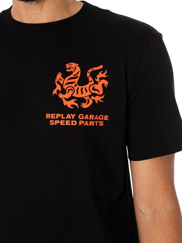 Replay Speed Parts Graphic T-Shirt - Black/Orange