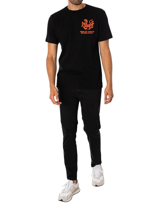 Replay Speed Parts Graphic T-Shirt - Black/Orange