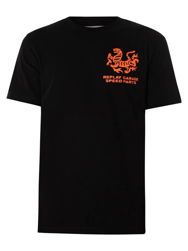 Replay Speed Parts Graphic T-Shirt - Black/Orange