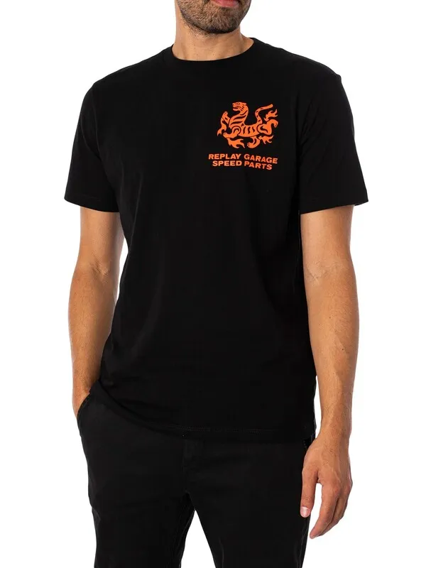 Replay Speed Parts Graphic T-Shirt - Black/Orange