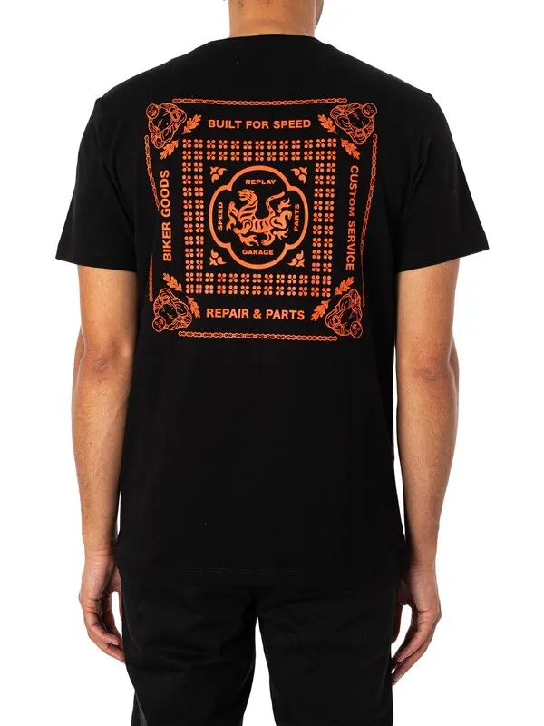 Replay Speed Parts Graphic T-Shirt - Black/Orange