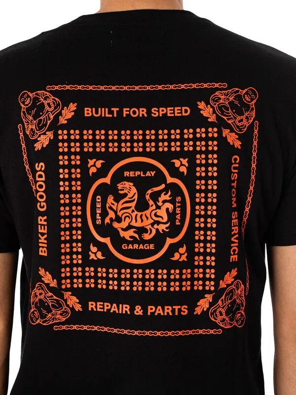 Replay Speed Parts Graphic T-Shirt - Black/Orange