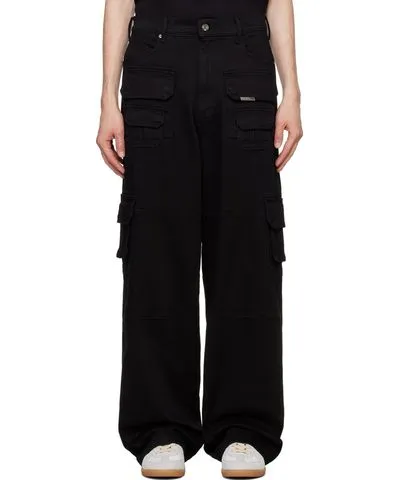 RTA Black Roman Denim Cargo Pants