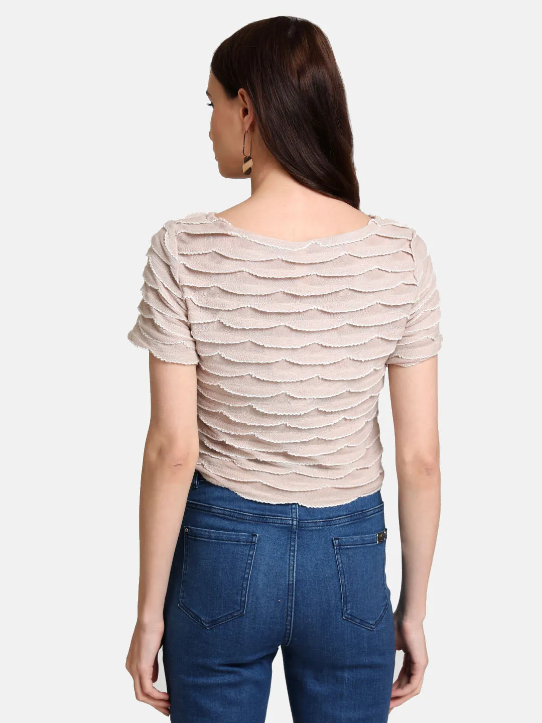 Scallop Detail Stretchable Crop Top