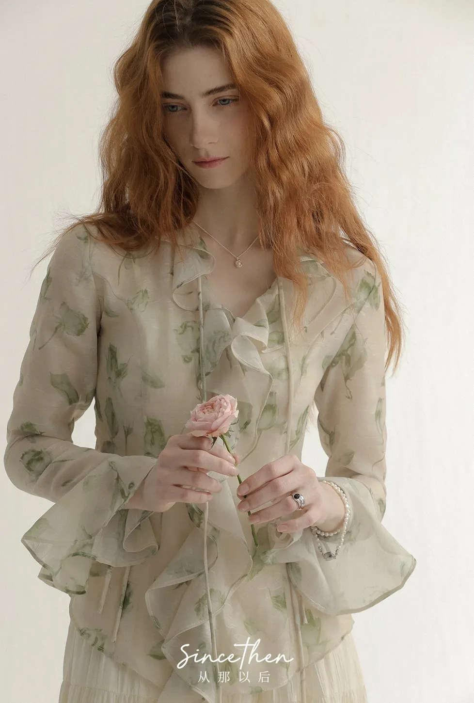 Since Then  |Flower Patterns Chiffon Long Sleeves Shirts & Blouses