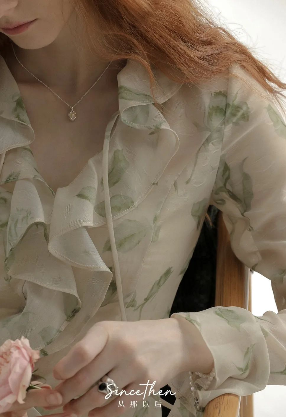 Since Then  |Flower Patterns Chiffon Long Sleeves Shirts & Blouses