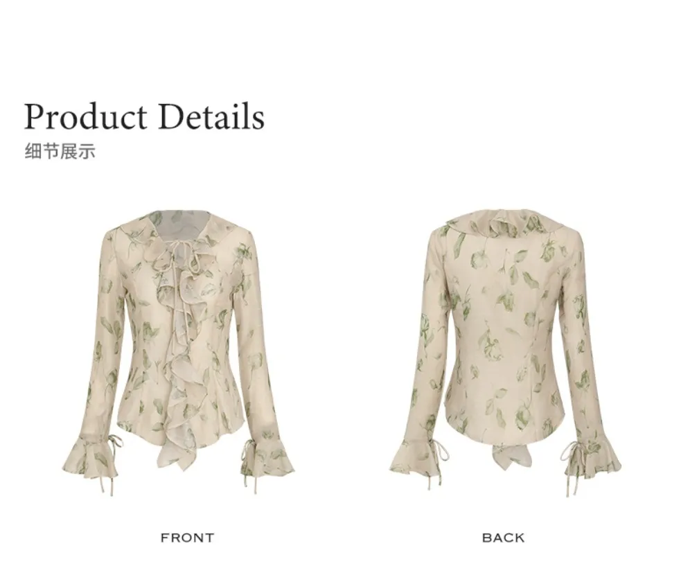 Since Then  |Flower Patterns Chiffon Long Sleeves Shirts & Blouses