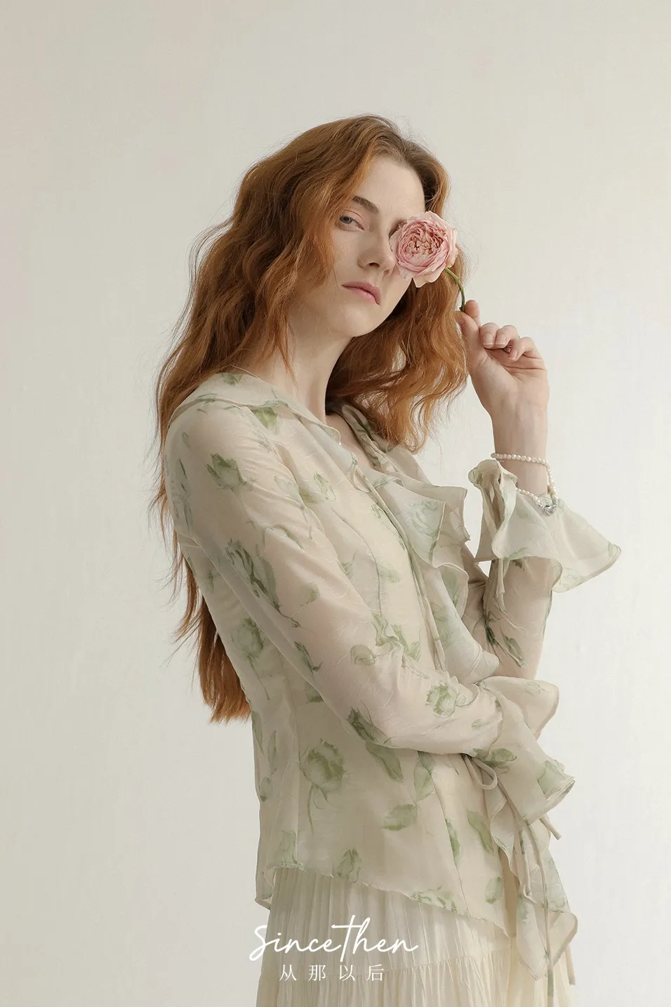 Since Then  |Flower Patterns Chiffon Long Sleeves Shirts & Blouses