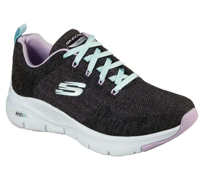 Skechers Women’s Arch Fit Comfy Wave Shoes – Black Lavender