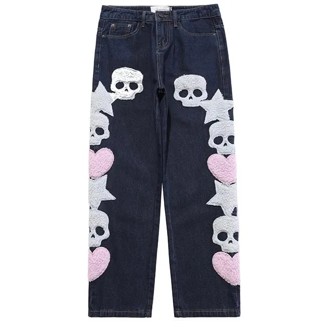 Skulls x Stars x Hearts Patch Jeans