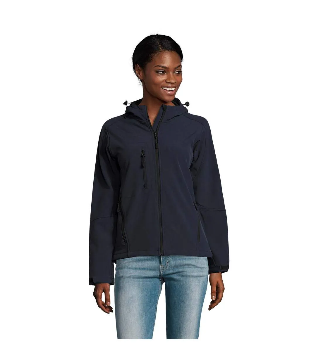 SOLS Womens/Ladies Replay Hooded Soft Shell Jacket (Breathable, Windproof And Water Resistant) (French Navy) - UTPC411