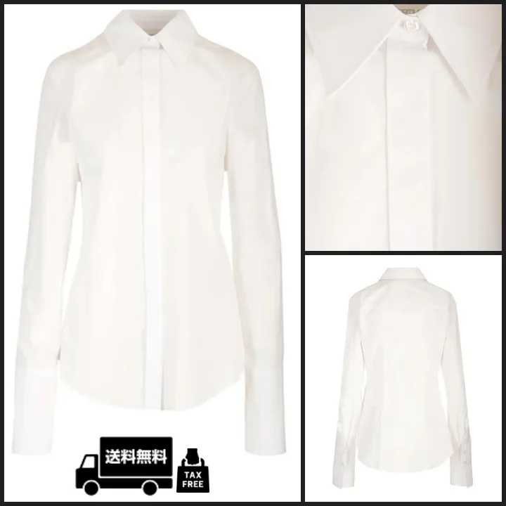 SPORT MAX  |Long Sleeves Plain Cotton Elegant Style Shirts & Blouses