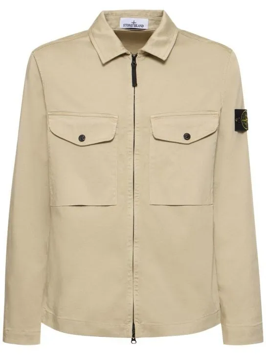 STONE ISLAND  |Long Sleeves Plain Cotton Oversized Shirts