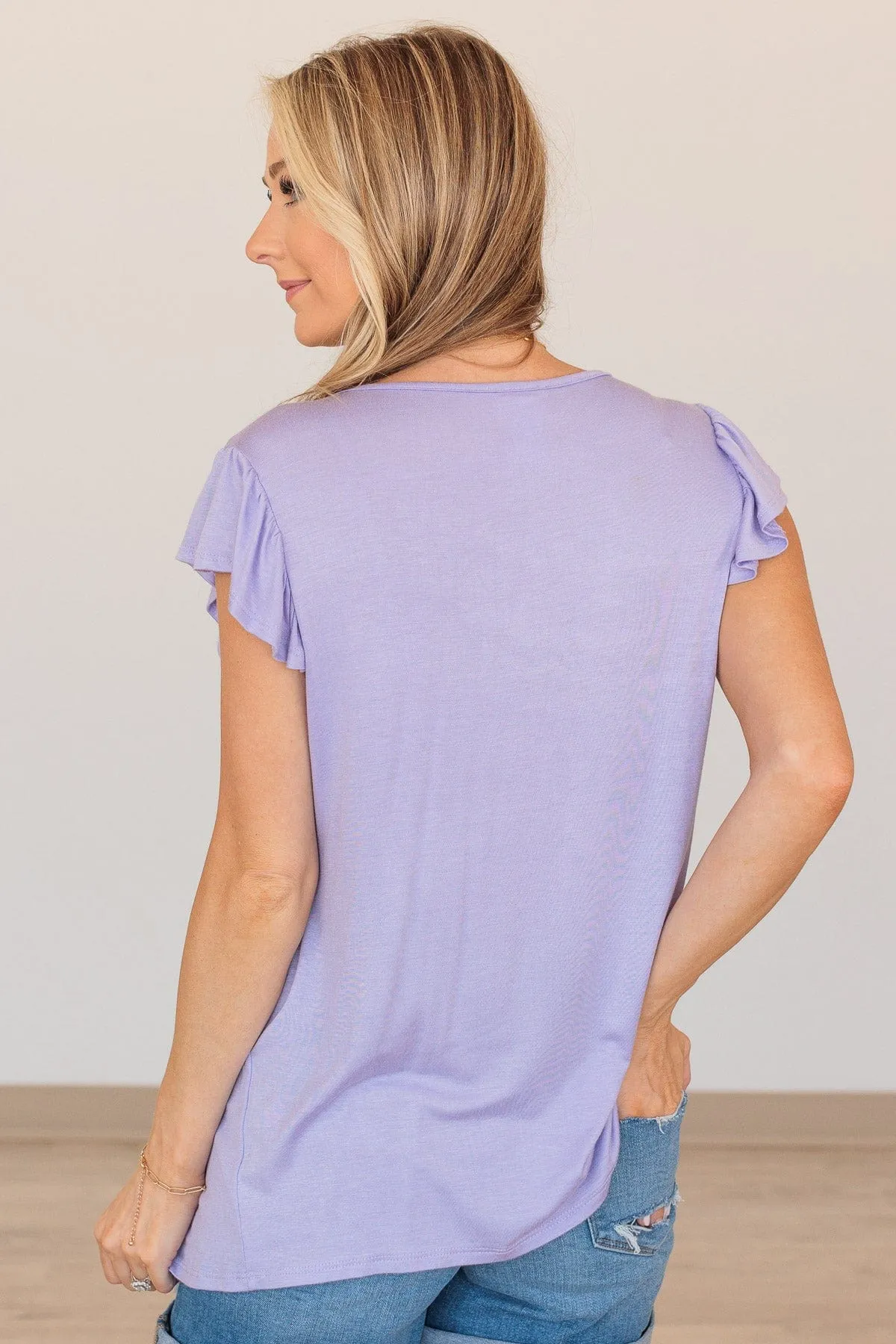 Stuck On Replay Ruffle Top- Lavender