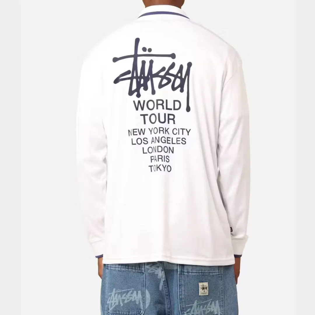 STUSSY  |Stripes Street Style Long Sleeves Logo Skater Style Polos