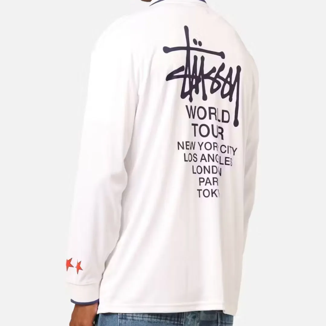 STUSSY  |Stripes Street Style Long Sleeves Logo Skater Style Polos