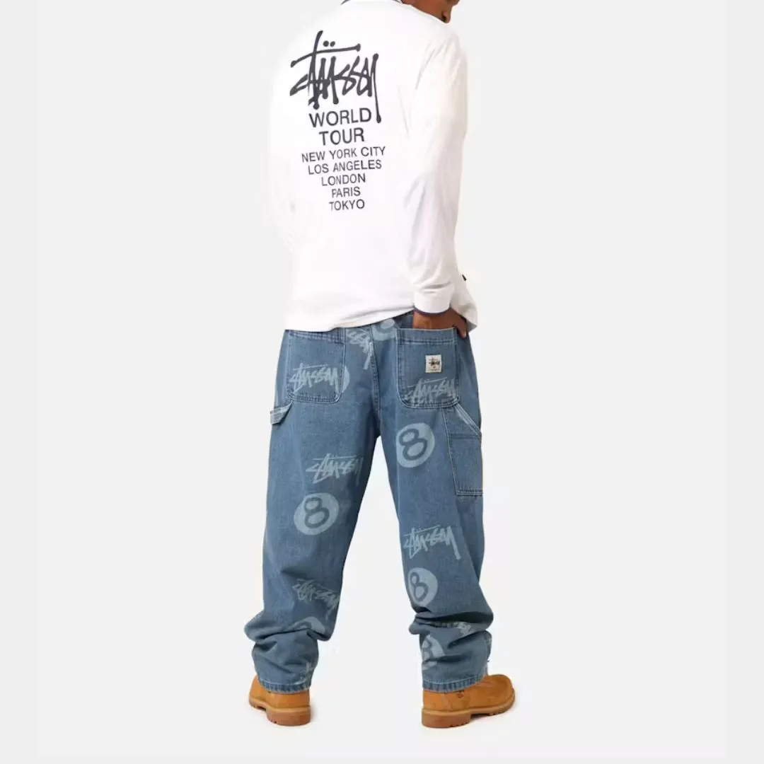 STUSSY  |Stripes Street Style Long Sleeves Logo Skater Style Polos