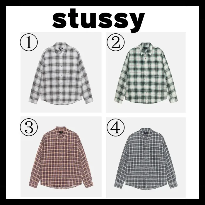 STUSSY  |Unisex Street Style Long Sleeves Skater Style Shirts