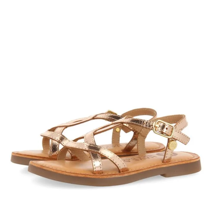 Tilly girls metalliclatinum leather sandals