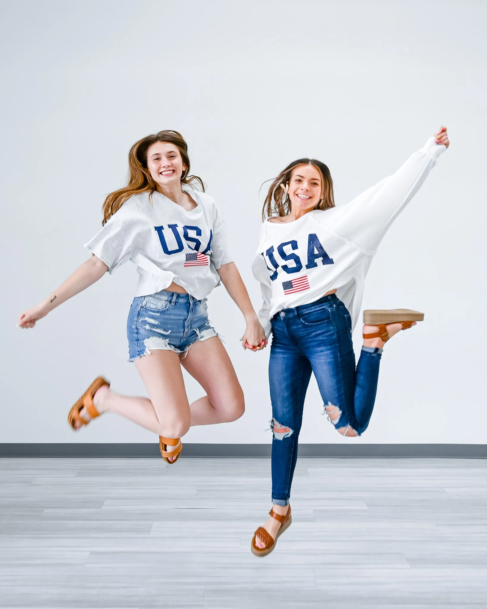 USA Long Sleeve Crop Top