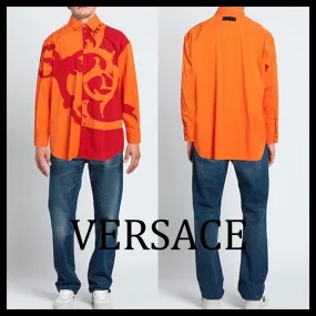 VERSACE  |Unisex Street Style Long Sleeves Cotton Logo Luxury Shirts