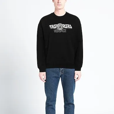 VERSACE  |Unisex Street Style U-Neck Long Sleeves Plain Cotton Logo