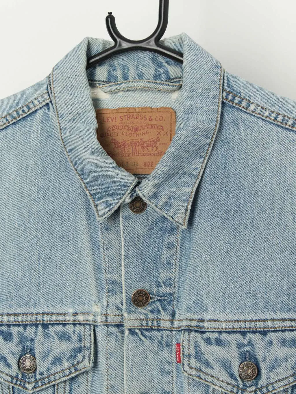 Vintage Levis distressed denim jacket, pale blue – Small